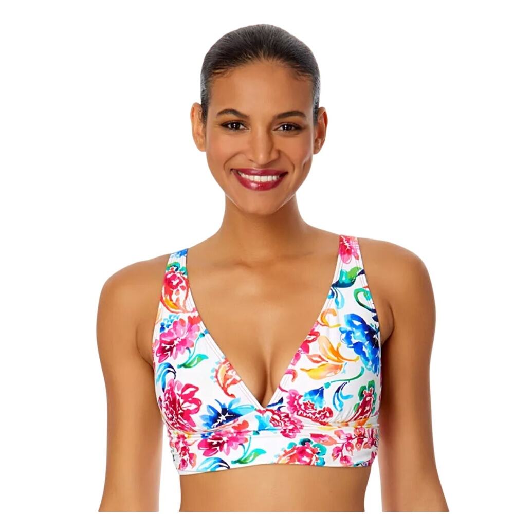 Anne Cole Women's Watercolor Paisley Shirred Bikini Top NWT Size Small